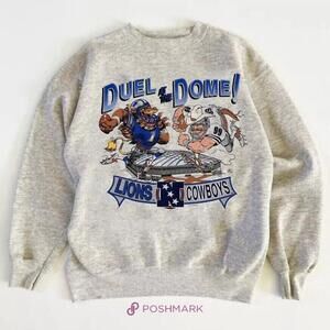 Detroit Lions Dallas Cowboys 1990 Jack Davis Duel Graphic Sweatshirt
